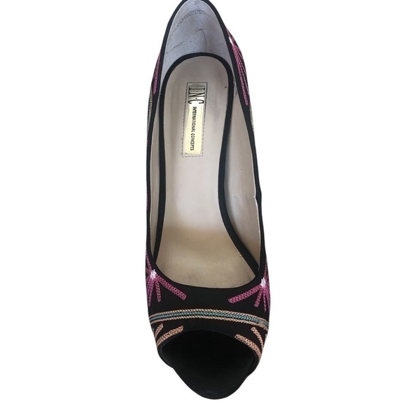 Stiletto Heels INC International Concepts Black Colorful Embroidered Womens 8.5 - Picture 9 of 10
